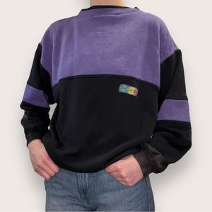 JAZZ GAZZ | Vintage Women’s Retro Colourblock Sweatshirt Black/Purple Medium